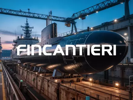 Moderner Schiffbau in einer Werft bei Dämmerung mit dem stählernen Rumpf eines U-Bootes im Trockendock. - Foto: über boerse-global.de