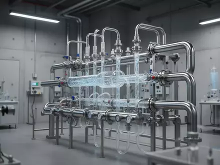 Ein technisches Labor mit industriellen Kühlleitungen und polierten Metallrohren in einer sauberen Laborumgebung. - Foto: über boerse-global.de