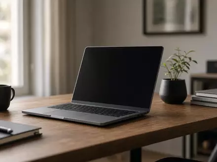 Ein moderner, ruhiger Arbeitsplatz mit einem Laptop auf einem Schreibtisch bei natürlichem Tageslicht. - Foto: über boerse-global.de
