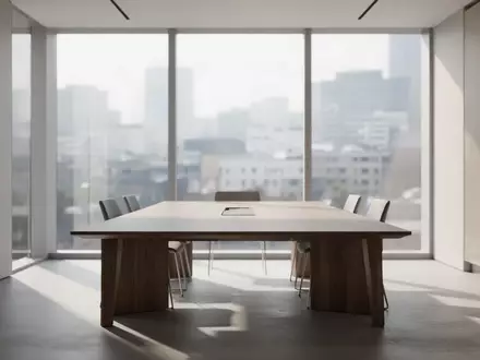 Ein minimalistisch gestalteter Besprechungsraum in einer Steuerkanzlei mit modernem Mobiliar und hellem Tageslicht. - Foto: über boerse-global.de