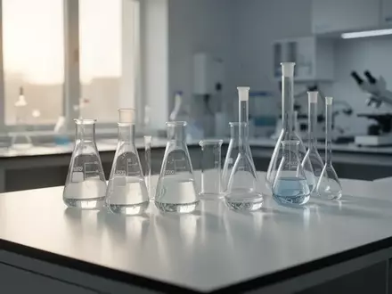 Ein sauberer, heller Labortisch in einer pharmazeutischen Forschungseinrichtung mit Glasgeräten vor einem verschwommenen Hintergrund. - Foto: über boerse-global.de