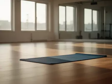 Ein heller, minimalistischer Trainingsraum mit einer leeren Sportmatte auf dem Boden in natürlichem Licht. - Foto: über boerse-global.de