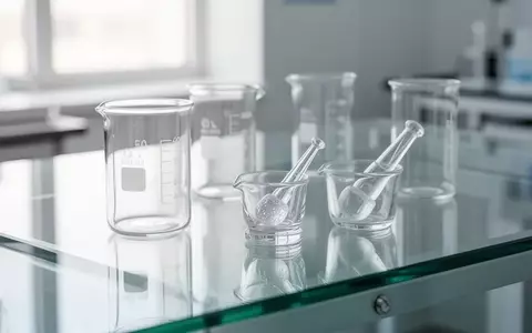Leere Glasgefäße und ein Mörser auf einem sauberen, hellen Labortisch in einer sterilen Umgebung. - Foto: über boerse-global.de