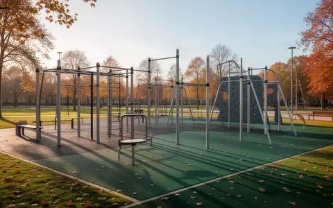 Eine moderne, weitläufige Freizeitanlage im Freien mit Klettergerüsten und Sportgeräten in einer Grünanlage bei Tageslicht. - Foto: über boerse-global.de
