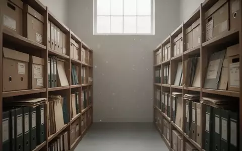 Ein Archivraum mit Regalen voller Archivboxen und Ordnern in einer städtischen Bibliothek. - Foto: über boerse-global.de