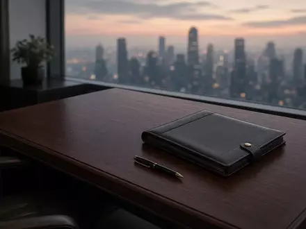 Modernes, leeres Bürogebäude mit Blick auf eine Skyline bei Dämmerung, symbolisiert institutionelle Finanzdienstleistungen. - Foto: über boerse-global.de