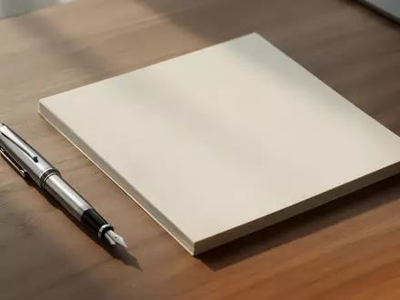Ein leerer, aufgeräumter Schreibtisch mit hochwertigem Papier und einem Füllfederhalter bei natürlichem Lichteinfall. - Foto: über boerse-global.de