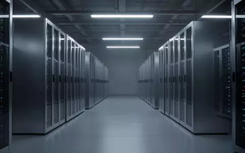 Eine weitläufige, moderne Serverinfrastruktur in einem minimalistischen, industriellen Raum mit kühler Beleuchtung. - Foto: über boerse-global.de