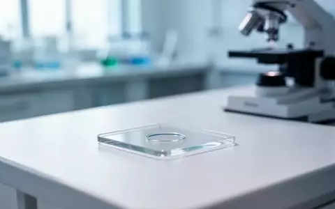 Ein steriler Labortisch mit einem ObjekttrĂ€ger unter einem Mikroskop in einer medizinischen Forschungsumgebung. - Foto: ĂŒber boerse-global.de