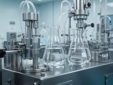 Edelstahl-Produktionsanlagen in einem sterilen pharmazeutischen Reinraum mit Laborgeräten. - Foto: über boerse-global.de