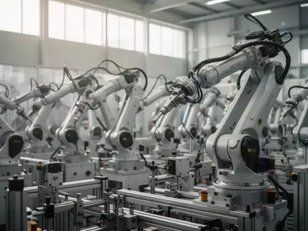 Hochpräzise industrielle Fertigungsanlage mit spezialisierten mechanischen Gelenken in einer hellen, modernen Produktionshalle. - Foto: über boerse-global.de