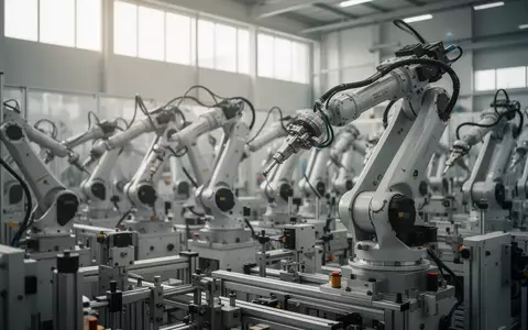 Hochpräzise industrielle Fertigungsanlage mit spezialisierten mechanischen Gelenken in einer hellen, modernen Produktionshalle. - Foto: über boerse-global.de