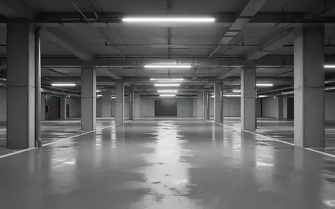 Leere, moderne Tiefgarage mit Betonpfeilern und reflektierendem Boden. - Foto: über boerse-global.de