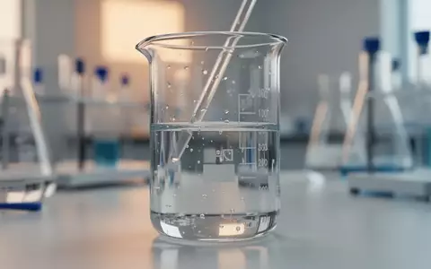 Ein Glasbecher mit einer klaren Flüssigkeit in einer sterilen Laborumgebung, der wissenschaftliche Forschung symbolisiert. - Foto: über boerse-global.de