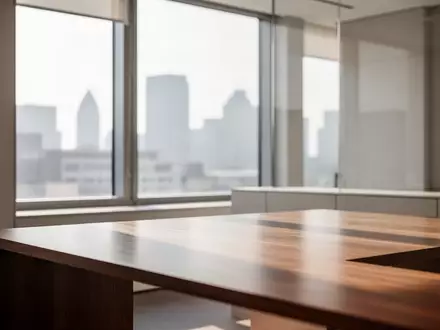 Ein minimalistischer, heller Büroraum mit großen Fenstern und sanftem Tageslicht, ohne Personen oder technische Geräte. - Foto: über boerse-global.de