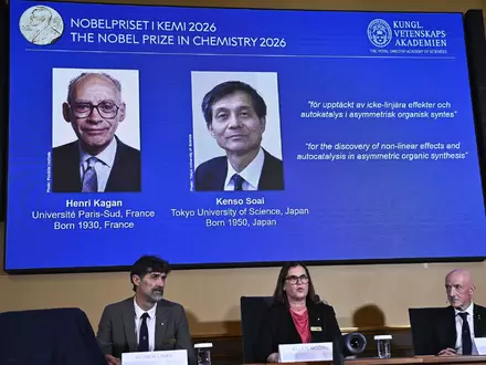 Der Nobelpreis für Chemie geht in diesem Jahr an den Franzosen Henri Kagan und den Japaner Kenso Soai. - Foto: Fredrik Sandberg/TT News Agency/AP/dpa