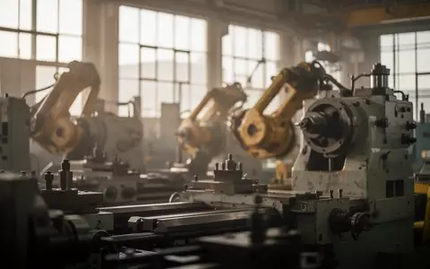 Nahaufnahme einer industriellen Fertigungshalle mit verschwommenen Maschinen im Hintergrund bei natürlichem Tageslicht. - Foto: über boerse-global.de