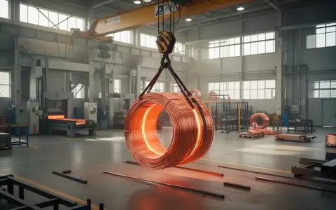 Glühende Kupferrollen in einer modernen Industriehalle während des Verarbeitungsprozesses. - Foto: über boerse-global.de
