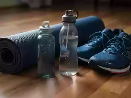Symbolbild: Yogamatte, Trinkflasche und Laufschuhe - Foto: über boerse-global.de