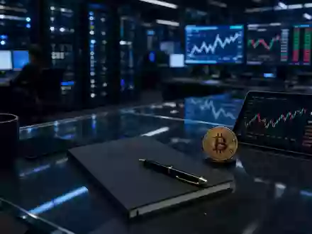 Moderne Handelsplattform mit Servern und Bildschirmen im Hintergrund, die digitale Finanztransaktionen symbolisiert. - Foto: über boerse-global.de
