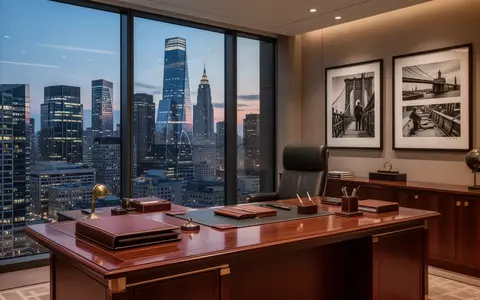 Ein gehobenes Büro mit Blick auf eine Skyline bei Dämmerung, das eine professionelle Finanzumgebung symbolisiert. - Foto: über boerse-global.de