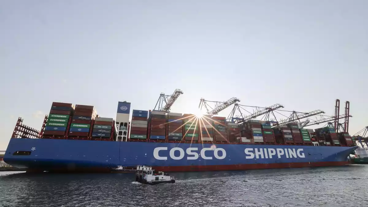 Cosco-Containerschiffe laufen regelmäßig Hamburg an. (Archivbild) - Bild: Christian Charisius/dpa