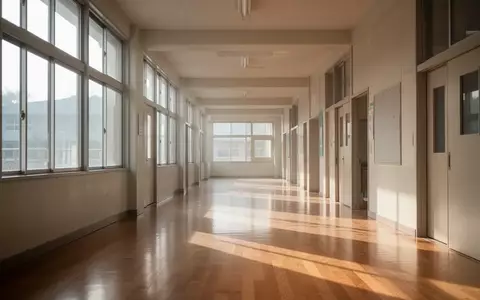 Ein heller, leerer Schulflur mit einfallendem Sonnenlicht und minimalistischer Architektur. - Foto: über boerse-global.de