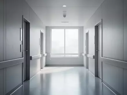 Ein heller, minimalistisch gestalteter Krankenhausflur mit natürlichem Lichteinfall und moderner Architektur. - Foto: über boerse-global.de