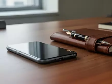 Ein Smartphone auf einem Schreibtisch neben einem Notizbuch, das die Diskussion um Datenschutz bei Apps symbolisiert. - Foto: über boerse-global.de