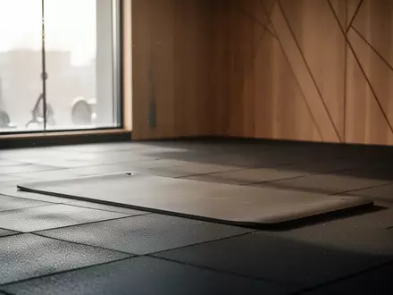 Eine leere, hochwertige Fitnessmatte in einem hellen, minimalistisch gestalteten Trainingsraum. - Foto: über boerse-global.de