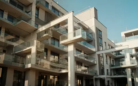 Moderne Wohnhausfassade mit Balkonen bei hellem Tageslicht. - Foto: über boerse-global.de
