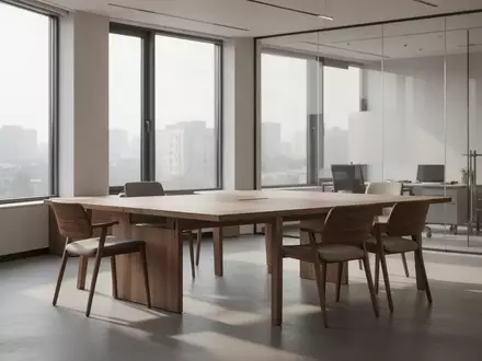 Ein heller, leerer Büroraum mit einem Holztisch in einer ruhigen Arbeitsumgebung. - Foto: über boerse-global.de