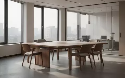 Ein heller, leerer Büroraum mit einem Holztisch in einer ruhigen Arbeitsumgebung. - Foto: über boerse-global.de