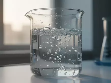Nahaufnahme von sprudelndem Wasser in einem Laborglas vor einem unscharfen, hellen Hintergrund. - Foto: über boerse-global.de