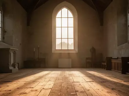 Ein lichtdurchfluteter, schlichter Kircheninnenraum mit natürlichen Holz- und Steinelementen in einer ruhigen Atmosphäre. - Foto: über boerse-global.de
