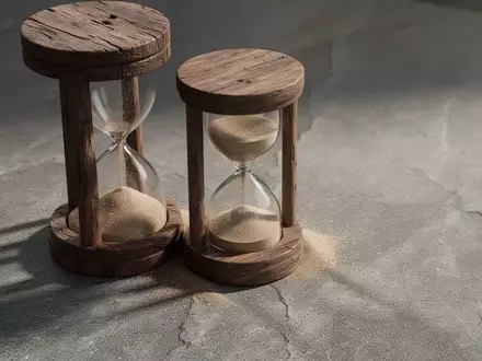 Ein Sanduhr-Symbol auf einem steinigen Untergrund, das den Zeitverlauf und kognitive Prozesse veranschaulicht. - Foto: über boerse-global.de