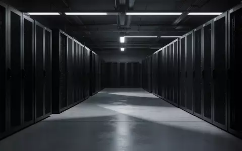Dunkler, minimalistischer Serverraum mit industriellen Metallschränken in einer kühlen, schattenreichen Umgebung. - Foto: über boerse-global.de