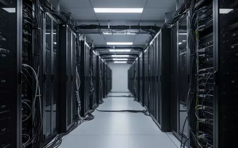 Modernes, unbeleuchtetes Serverzentrum mit leeren Rack-Schränken und technischer Infrastruktur. - Foto: über boerse-global.de