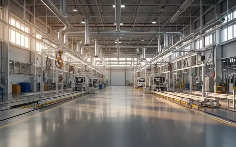 Eine weitläufige, moderne Fabrikhalle in Georgia mit sauberem Betonboden und industrieller Architektur. - Foto: über boerse-global.de