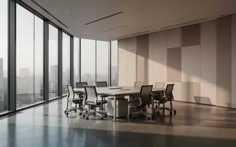 Ein minimalistisches, modernes Büro-Interieur mit klaren architektonischen Linien und weichem Tageslicht. - Foto: über boerse-global.de