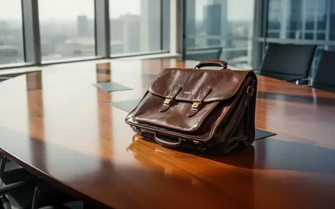 Ein lederner Aktenkoffer auf einem Konferenztisch in einem modernen Büro bei natürlichem Licht. - Foto: über boerse-global.de