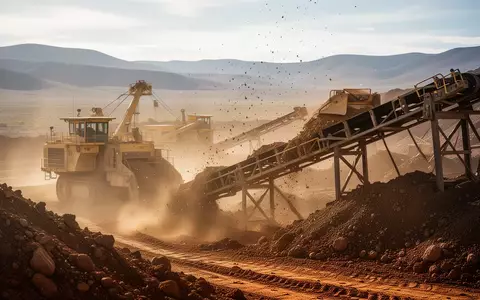 Goldminenbetrieb mit schweren Maschinen in einer weitläufigen Landschaft bei natürlichem Tageslicht. - Foto: über boerse-global.de