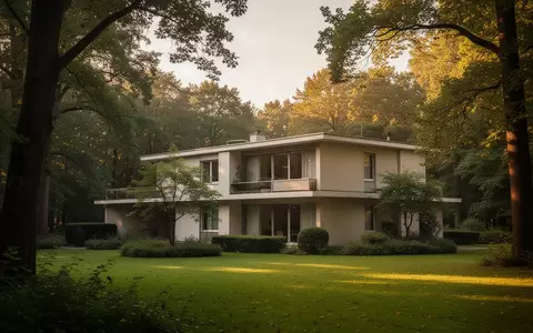 Zweistöckige Dienstvilla im Stil der späten 1960er Jahre in einer parkähnlichen Umgebung mit altem Baumbestand. - Foto: über boerse-global.de