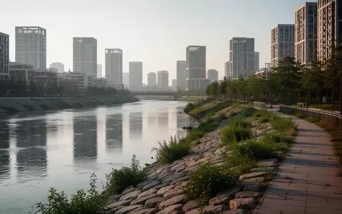 Ein ruhiges Flussufer mit einer Uferpromenade und modernen Gebäudesilhouetten im Hintergrund als Symbol für städtebauliche Entwicklung. - Foto: über boerse-global.de