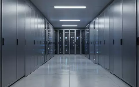 Ein minimalistisch gestalteter Serverraum mit kühler Beleuchtung und ordentlichen Server-Racks in einem modernen Rechenzentrum. - Foto: über boerse-global.de