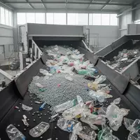 Ein Förderband in einer industriellen Sortieranlage mit recycelbaren Kunststoffmaterialien. - Foto: über boerse-global.de