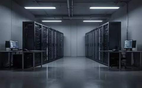 Ein minimalistischer, hochmoderner Serverraum mit kühler Beleuchtung und poliertem Betonboden. - Foto: über boerse-global.de