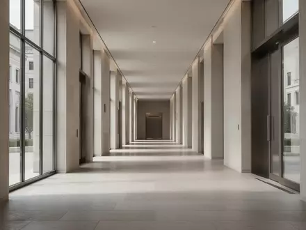 Ein leerer, architektonisch gestalteter Flur in einem modernen Regierungsgebäude bei Tageslicht. - Foto: über boerse-global.de