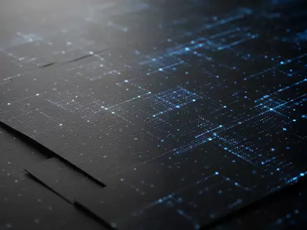 Abstrakte, digital visualisierte Datenstrukturen in bläulichen Farbtönen auf einer dunklen, texturierten Oberfläche. - Foto: über boerse-global.de