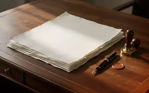 Ein hölzerner Notartisch mit hochwertigem Papier und einem Siegelstempel in weichem Tageslicht. - Foto: über boerse-global.de
